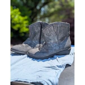 Frye Roper Stitch Pewter Metallic Western Ankle Boots Womens 5